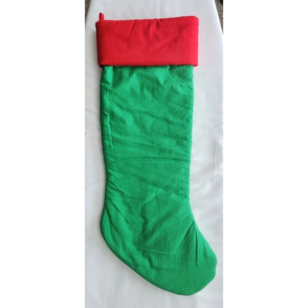 Vintage Toy Soldier Candy Cane Christmas Stocking Green Quilted Applique
